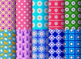 Seamless textile patterns, collection in different colors vector