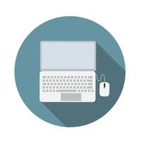 Laptop Flat Icon with Long Shadow, Vector Illustration