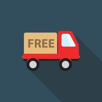 Free Delivery Icon with Long Shadow, Vector Illustration