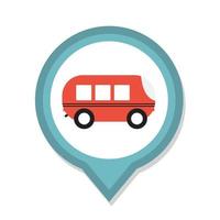 Line Icon with Flat Graphics Element of Bus Vector Illustration