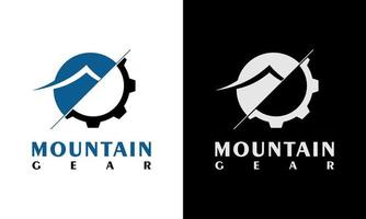 gráfico vectorial de ilustración de motor de montaña para la inspiración del logotipo de minería. montaña con diseño de concepto de engranaje vector