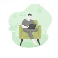 Man working at home vector