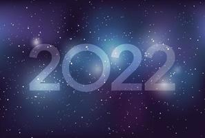 la plantilla de tarjeta de felicitación del año 2022 con la galaxia de la vía láctea. vector