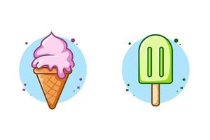 helado líquido dulce y palitos de helado vector