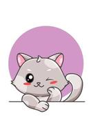 Cute and small grey cat animal cartoon illustration vector