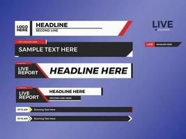 Set of lower third graphic template. TV banners for news. vector