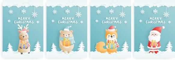 Christmas card, celebrations with cute Santa vector