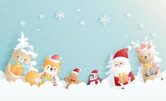 Christmas card, celebrations with cute Santa vector