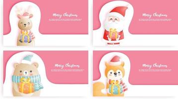 Christmas card, celebrations with cute Santa vector