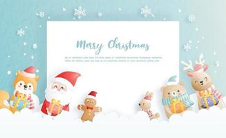 Christmas card, celebrations with cute Santa vector