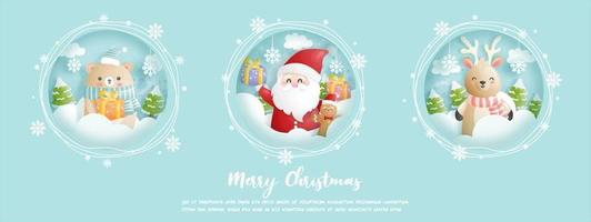 tarjeta de navidad, celebraciones con lindo santa