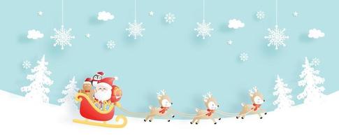 celebraciones navideñas con lindo santa y renos. vector