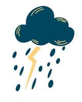 Cloud with a thunderstorm and rain. Weather forecast. vector