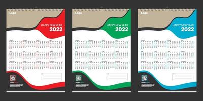 Diseño de plantilla de calendario de pared única 2022 con lugar para foto vector