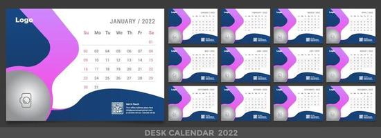 Free Desk Calendar 2022 Template Design Idea, Calendar 2022, 2023 vector