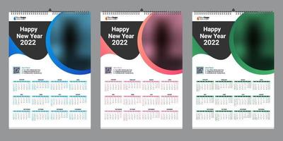 Diseño de plantilla de calendario de pared única 2022 con lugar para foto vector