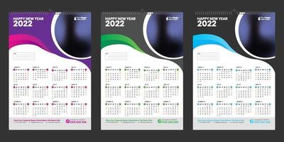 Diseño de plantilla de calendario de pared única 2022 con lugar para foto vector