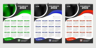 Diseño de plantilla de calendario de pared única 2022 con lugar para foto vector