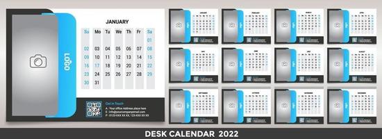 Free Desk Calendar 2022 Template Design Idea, Calendar 2022, 2023 vector