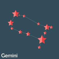 Géminis signo del zodíaco de la hermosa ilustración de vector de estrellas brillantes