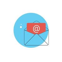 Line Icon with Flat Graphics Element of Post E-mail Letter Vector Illustration