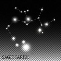 Sagitario signo del zodíaco de la hermosa ilustración de vector de estrellas brillantes