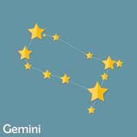 Géminis signo del zodíaco de la hermosa ilustración de vector de estrellas brillantes