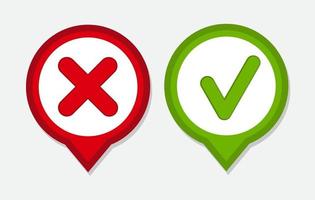 vector iconos de marca de verificación roja y verde