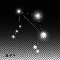 Libra signo del zodíaco de la hermosa ilustración de vector de estrellas brillantes