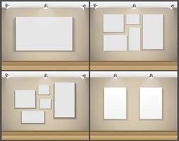 Frame on Wall for Your Text and Images Set, Vector Illustration