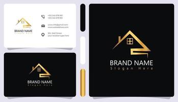 Luxury building real estate and construction logo and business card vector
