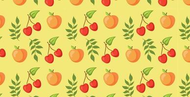 Seamless pattern, various realistic ripe fruits - Vector