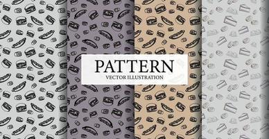 Assembly of seamless patterns, different food from different cuisines vector