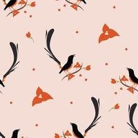 Medan White-rumped Shama Seamless Pattern vector