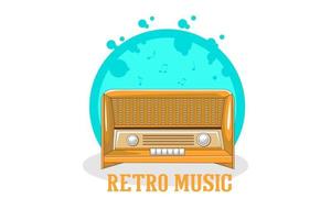 diseño de ilustración de música retro con radio antigua vector