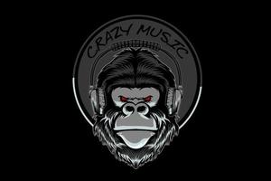 gorilla hand drawn illustration design with highlight style vector