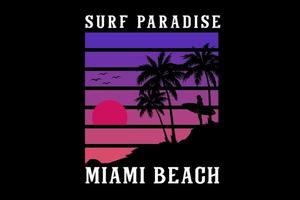 surf paradise miami beach silhouette design vector