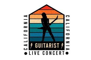 diseño de silueta de concierto en vivo de guitarrista de california vector