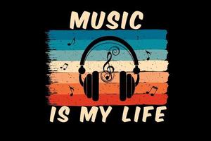 music is my life silhouette  design with headphone vector