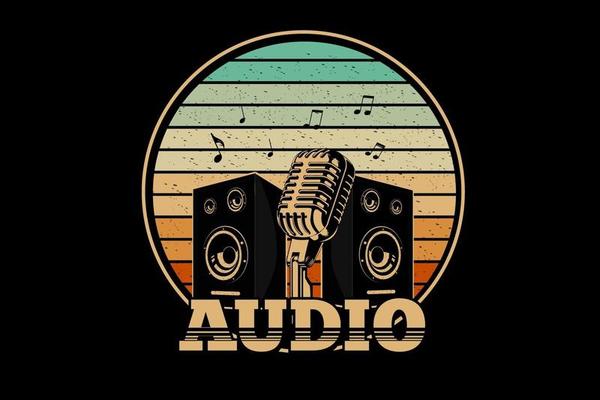 audio retro design with retro background