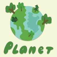 planet earth with green trees vector