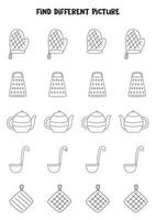 Find kitchen item which is different from others. vector