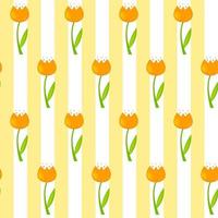 Floral Seamless Pattern Background with Tulips Vector Illustration