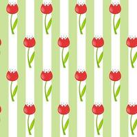 Floral Seamless Pattern Background with Tulips Vector Illustration