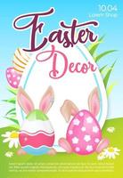 Easter decor poster flat vector template