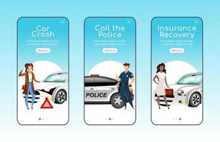 Auto emergencies onboarding mobile app screen flat vector template