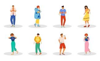 Healthcare problems flat color vector faceless characters set