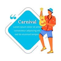 carnaval color plano vector carácter cita