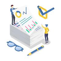 Business analytics isometric color vector illustration