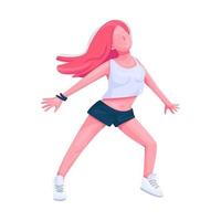 Girl dance flat color vector faceless character